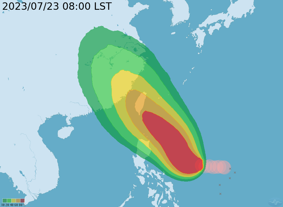 台北大眾捷運公司表示，目前已展開防颱布署及應變準備，風速達標準將暫停營運。 圖：翻攝自中央氣象局官網