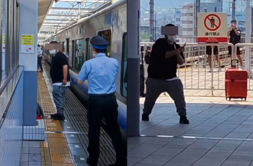 37 歲男子在日本大阪的 JR 上持刀隨機傷人，有 3 名乘客被劃傷。 圖／翻攝自推特@yura_toto、@poko_poko_793