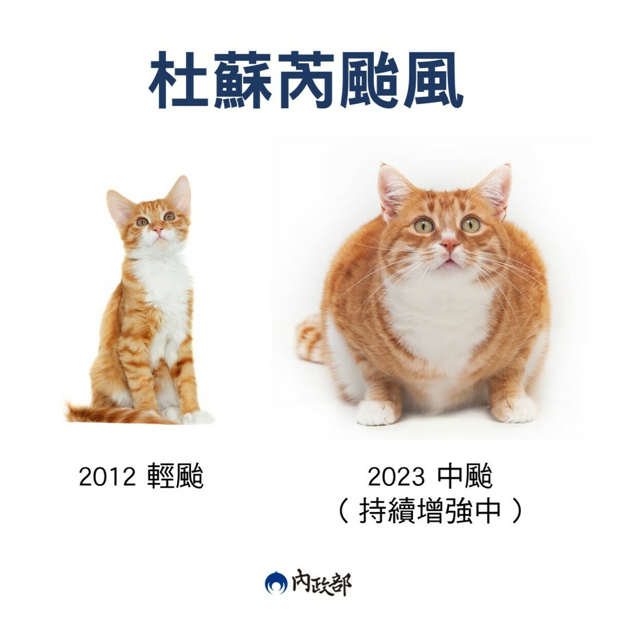 曾在2012年同名的杜蘇芮颱風只是「輕颱」，未造成台灣嚴重損害，未料2023年的今天，杜蘇芮颱風不僅已達中度颱風的上限，也可能不斷持續增強為強烈颱風。 圖：擷自內政部臉書