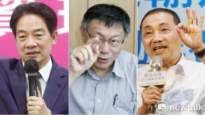 2024總統大選呈現「三腳督」態勢，最新美麗島民調顯示，民眾黨總統參選人柯文哲（中）民調出現近三個月以來首度滑落趨勢。 圖：張良一/攝(合成圖)