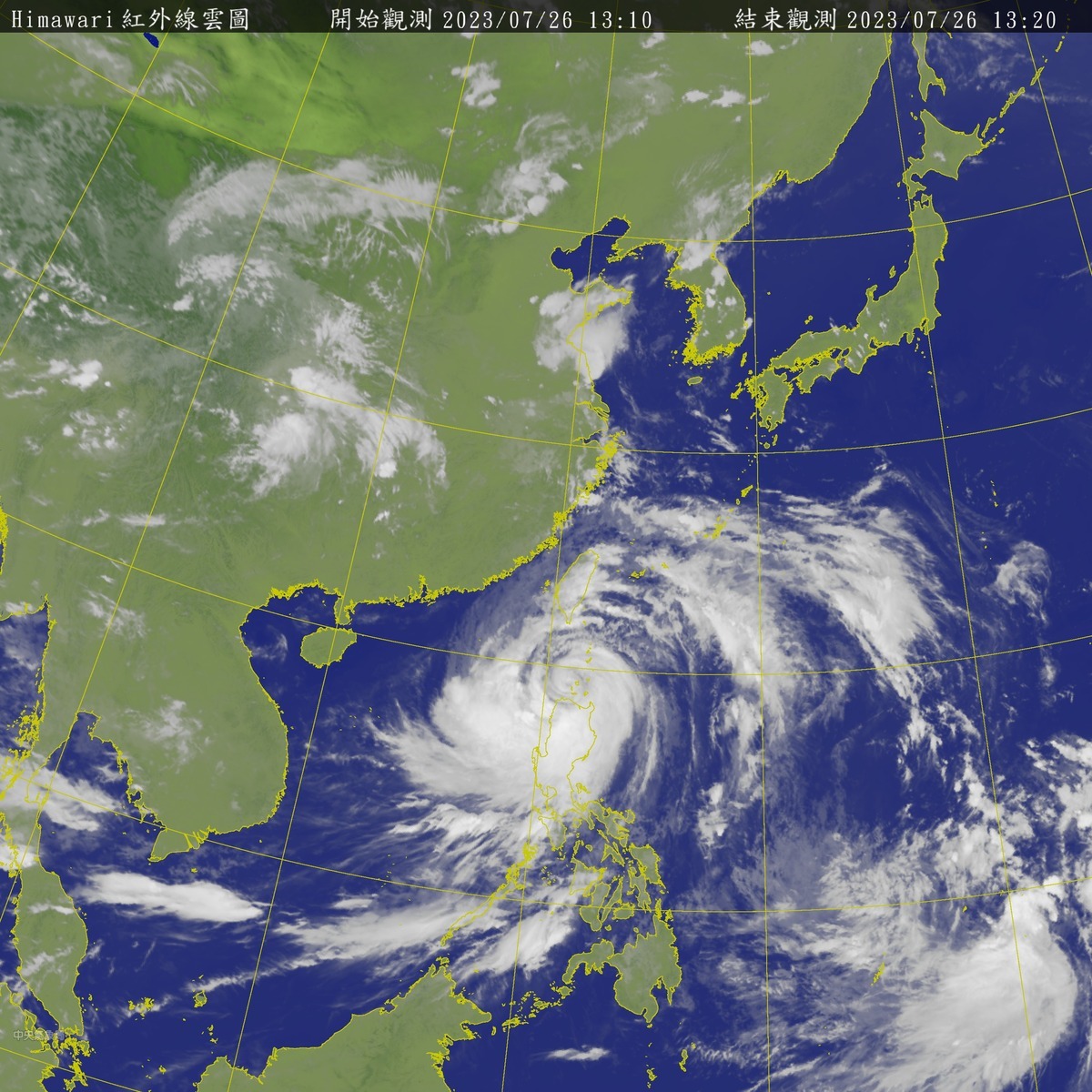 杜蘇芮颱風持續地向台灣靠近，暴風圈預計是下午接觸恆春半島。 圖：取自中央氣象局網站