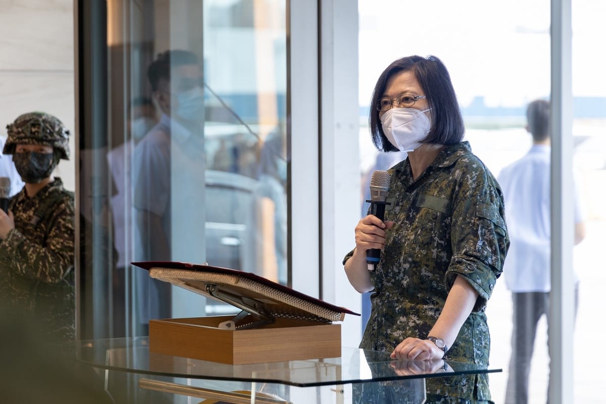 總統蔡英文27日出席漢光演習後對官兵談話。 圖：總統府/提供