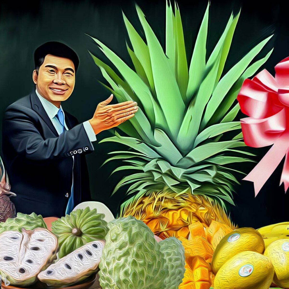 饒慶鈴表示，祝賀陳吉仲的照片是使用AI繪圖工具Bing Image Creator產出。 圖：翻攝自饒慶鈴臉書
