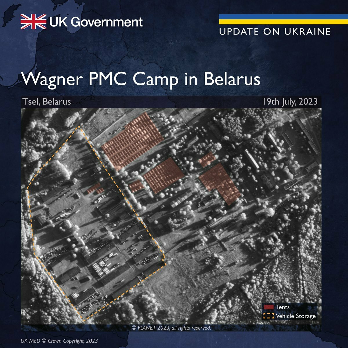 英國秀出空照圖顯示瓦格納傭兵所在 圖：翻攝自英國國防部推特