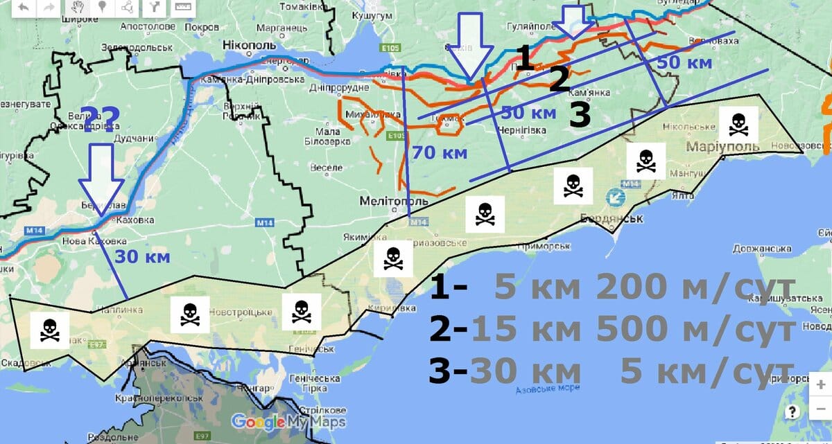Картина маслом 認為，照著烏軍目前的反攻進度，烏軍將在 60 天後抵達亞速海海岸。 圖：翻攝自Картина маслом推特