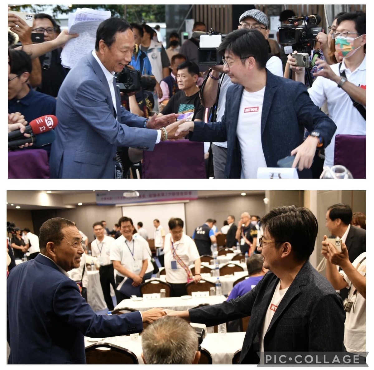 謝典林曾在臉書發文問粉絲，上面、下面你們喜歡哪一張？ 取自謝典林臉書
