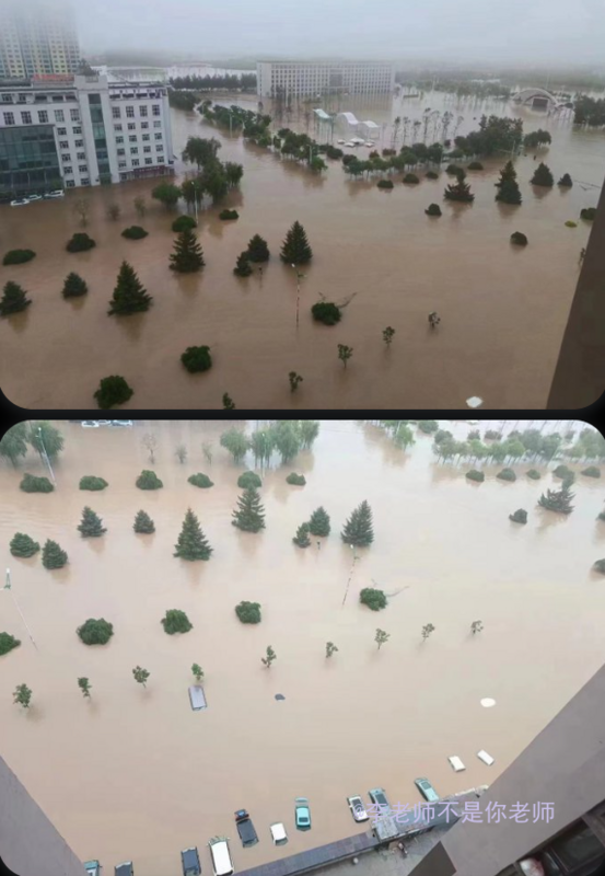 黑龍江省尚志市遭颱風杜蘇芮侵襲，自 3 日起降下連日暴雨，造成嚴重災情。 圖：翻攝自推特@whyyoutouzhele