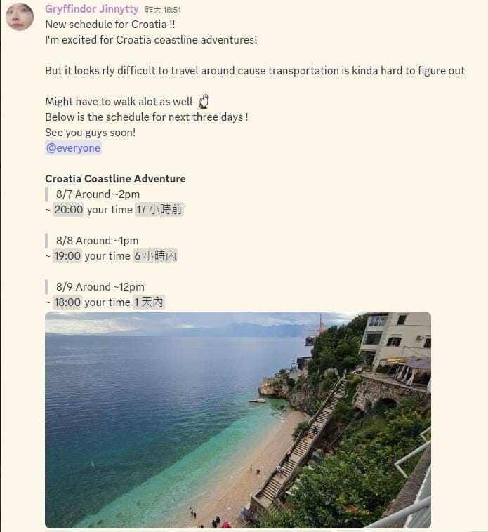 近日企鵝妹驚喜宣布將到克羅埃西亞展開徒步旅行。 圖：翻攝自Twitch＠Jinnytty