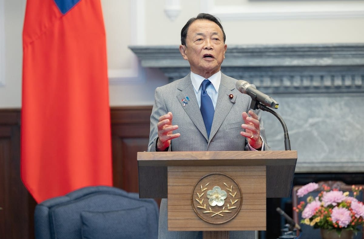 日本前首相兼自民黨副總裁麻生太郎。 圖：總統府/提供（資料照）