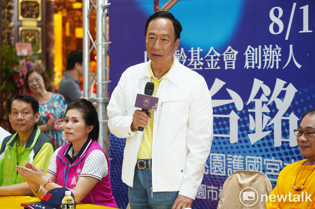 郭台銘表示，備戰而不避戰、經濟議題及讓司法正義還權於民，是他現在推動的３個工作方向。 圖：林昀真／攝