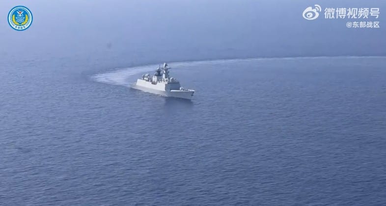 中共19日宣布在台灣周邊組織海空聯合軍演。 圖：取自共軍東部戰區微博