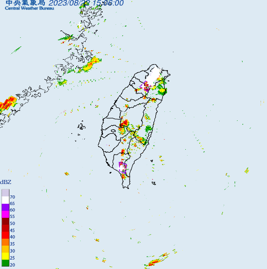 氣象局對7區域發布大雷雨即時訊息。 圖：取自中央氣象局