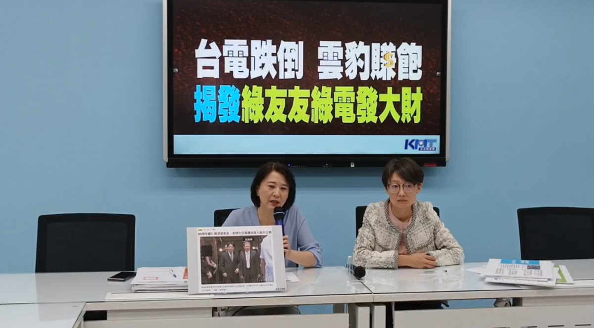 國民黨立院黨團今（22）日召開「台電跌倒 雲豹賺飽 揭發綠友友 綠電發大財」記者會，批民進黨反核大賺綠能財。 圖：截自國民黨立法院黨團臉書