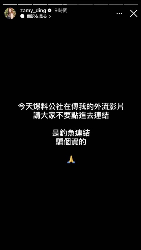 奎丁表示最近爆料公社出現「奎丁外流影片」的釣魚連結詐騙。 圖：翻攝自奎丁IG
