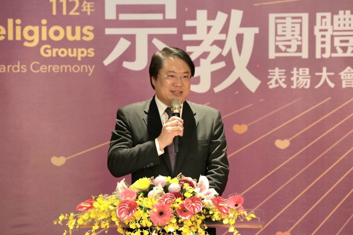內政部長林右昌今（25）日致詞感謝宗教團體熱心公益為社會帶來正能量。 圖：內政部提供