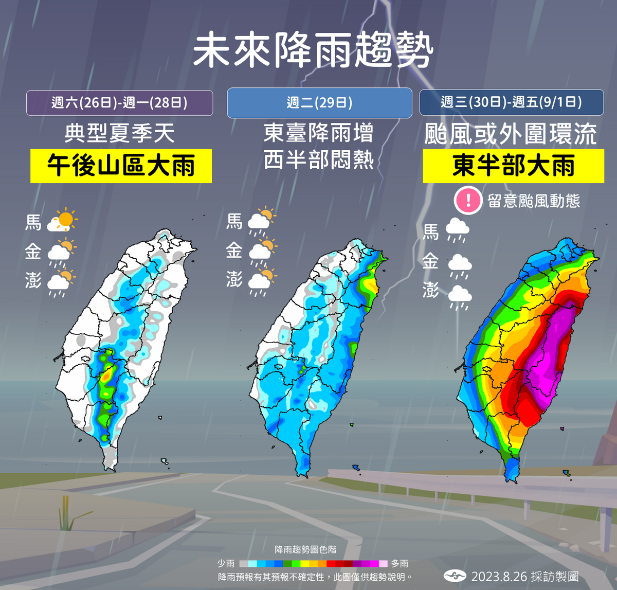 未來一週降雨趨勢。 圖：中央氣象局／提供