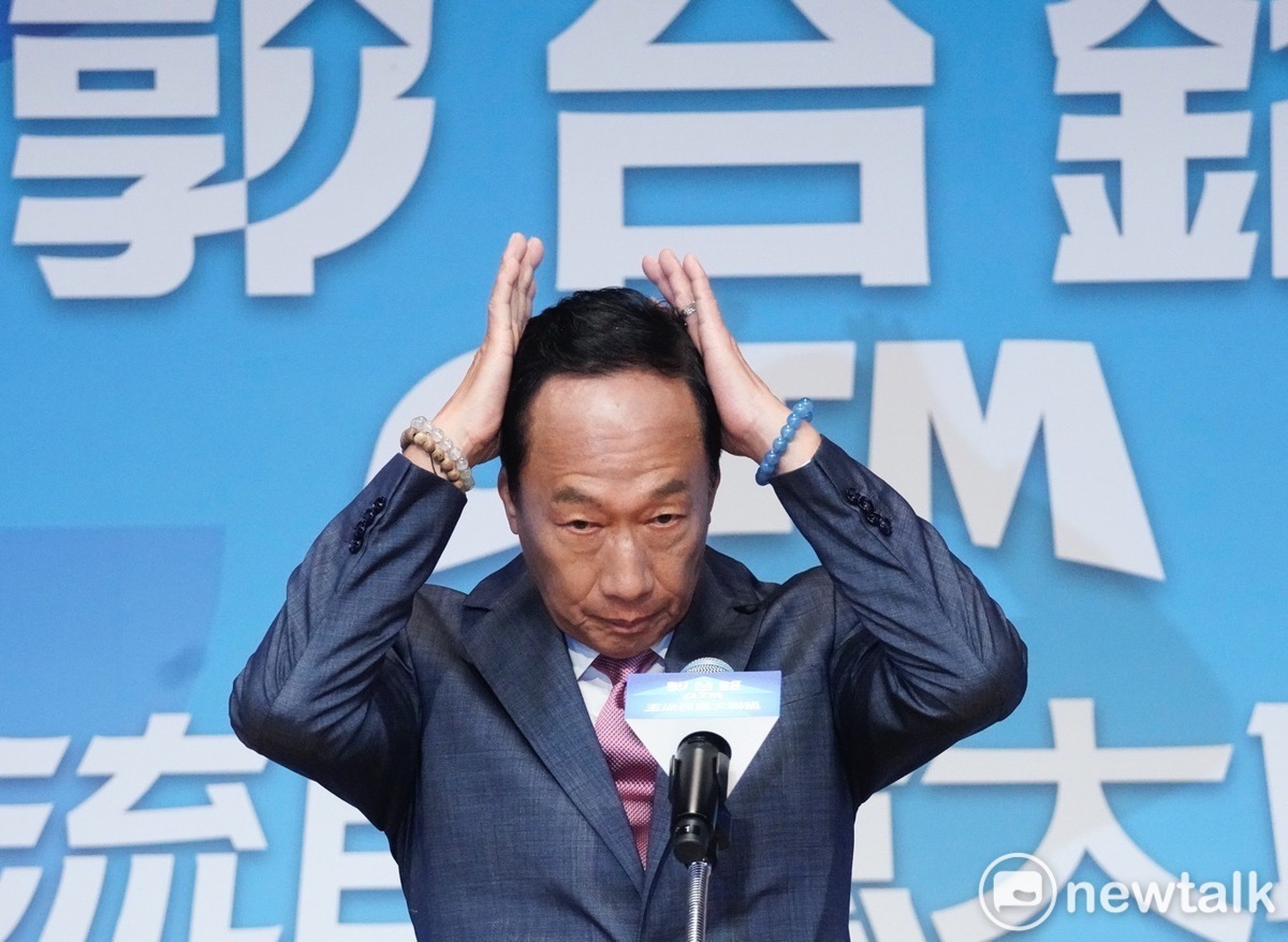 郭台銘正式宣佈參選了，他說參選是為了整合在野勢力，意思是他才是老大。 圖：張良一／攝