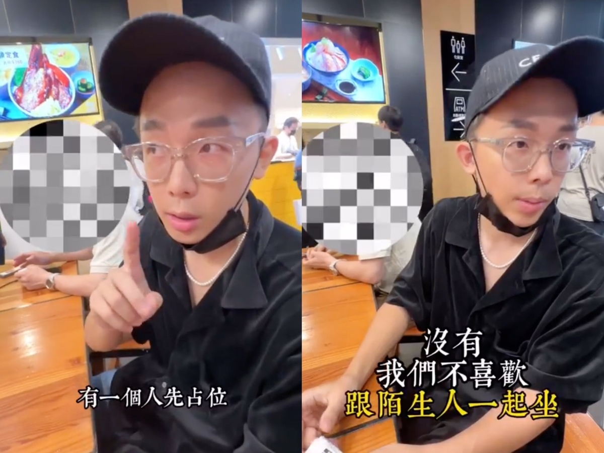 酷炫到百貨地下街吃飯，與別人併桌遭到對方趕走。  圖：翻攝自IG＠kevin0204660