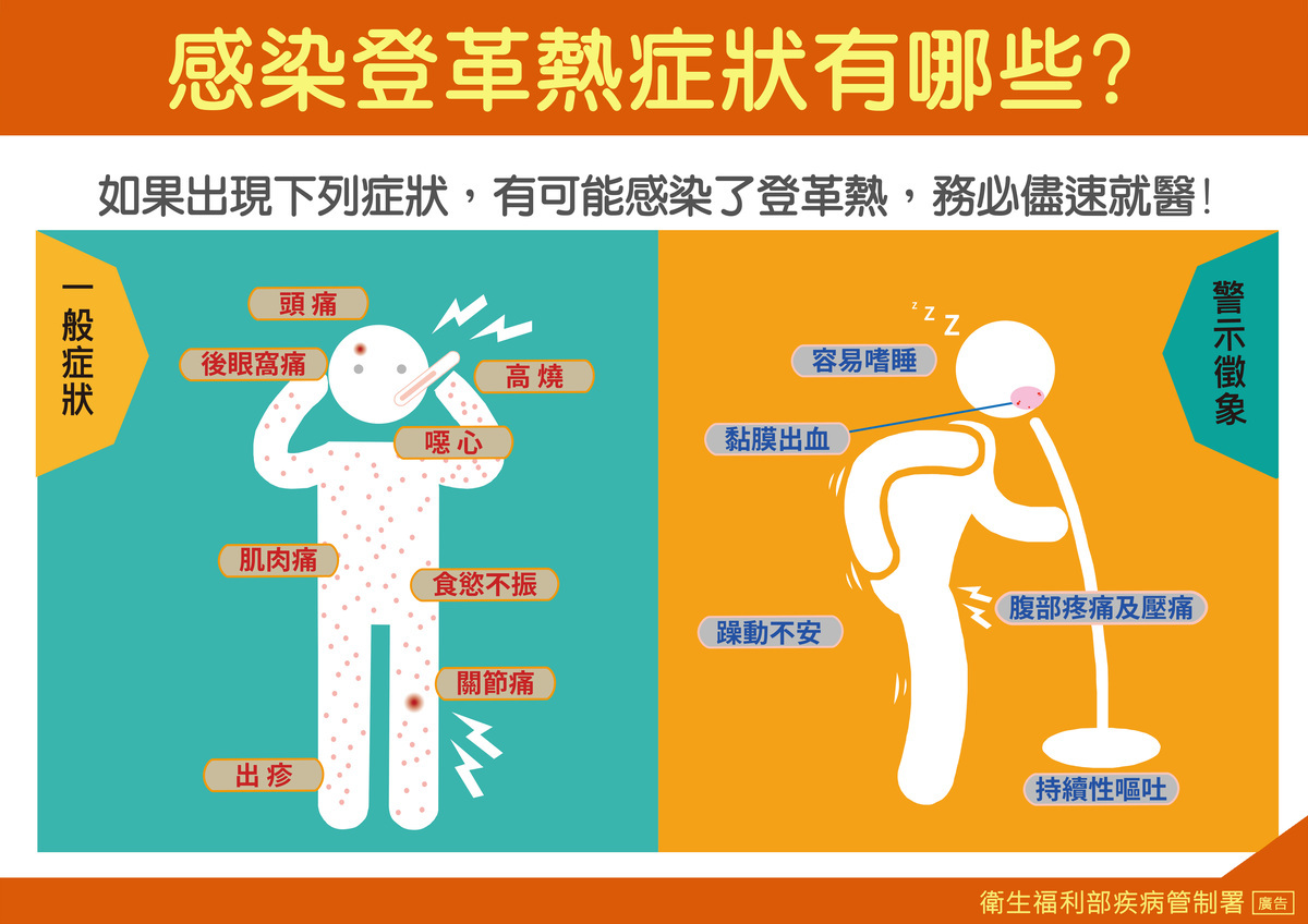 感染登革熱的症狀 圖：疾管署／提供