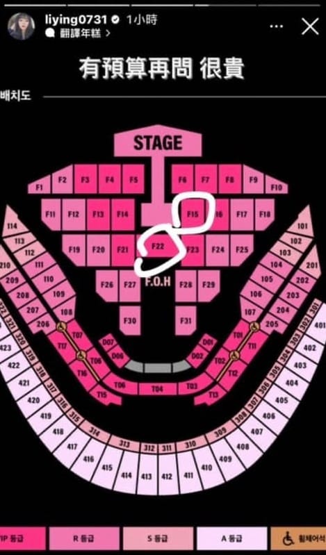 劉力穎幫朋友代賣BLACKPINK演唱會的票，並強調「有預算再問，很貴」。 圖：翻攝自劉力穎IG