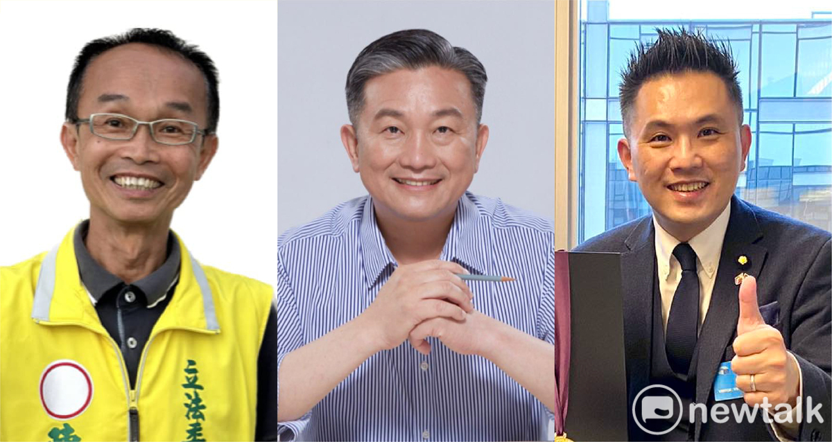 2024立委選舉台南第6選區（東區29里、仁德、歸仁、關廟、龍崎）呈現「三腳督」局面，共有陳永和（左）、王定宇（中）、陳以信（右）三人參選，競爭激烈。(合成圖) 翻攝自陳永和臉書、王定宇臉書、陳以信臉書（新頭殼合成圖）