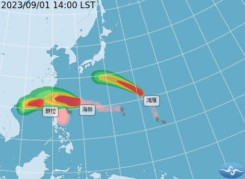 「海葵」颱風逐步地靠近台灣，將成為4年來首個登陸台灣的颱風。 圖：取自中央氣象局