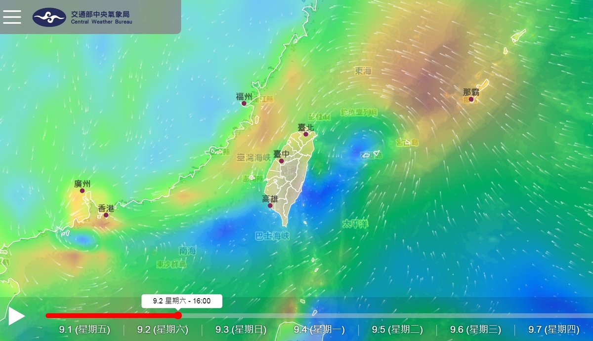 「海葵」颱風逐步地靠近台灣，將成為4年來首個登陸台灣的颱風。 圖：取自中央氣象局