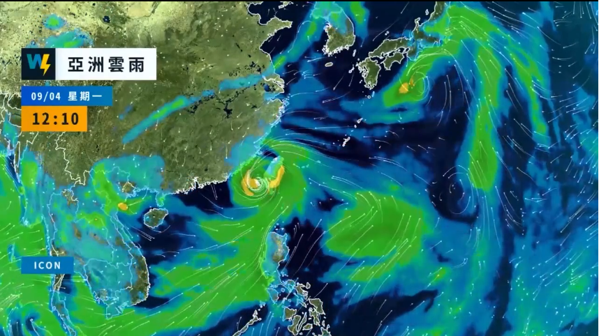 海葵出海後因結構進行重整，整晚都在高雄近海到沿岸處打轉，清晨已經來到台南沿海。 圖：翻攝自天氣風險公司臉書