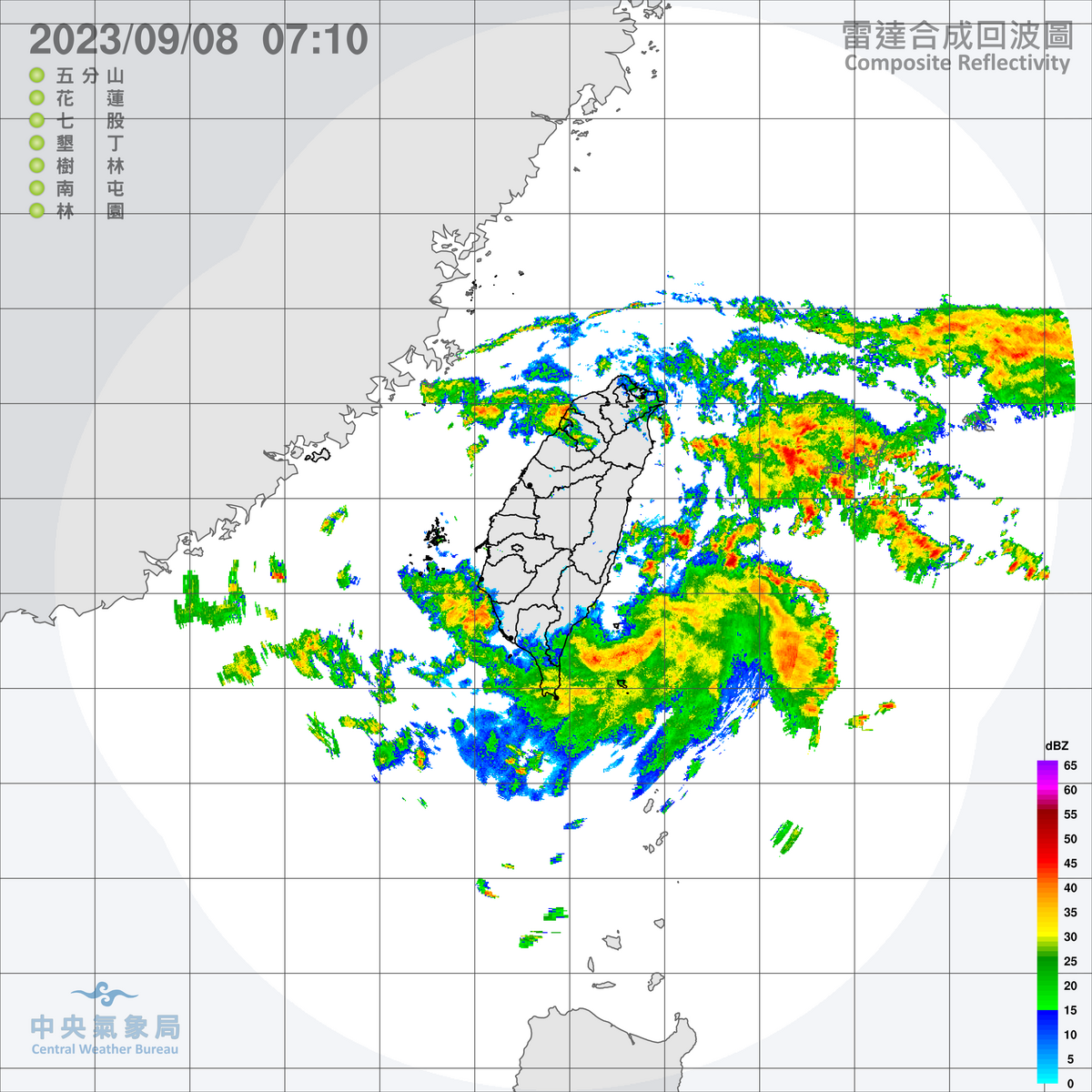 受到低壓帶影響，今天各地包括澎湖、金門、馬祖都將有局部短暫陣雨或雷雨，東半部、中南部地區，還有北部山區午後也容易有短延時強降雨。 圖：中央氣象局／提供