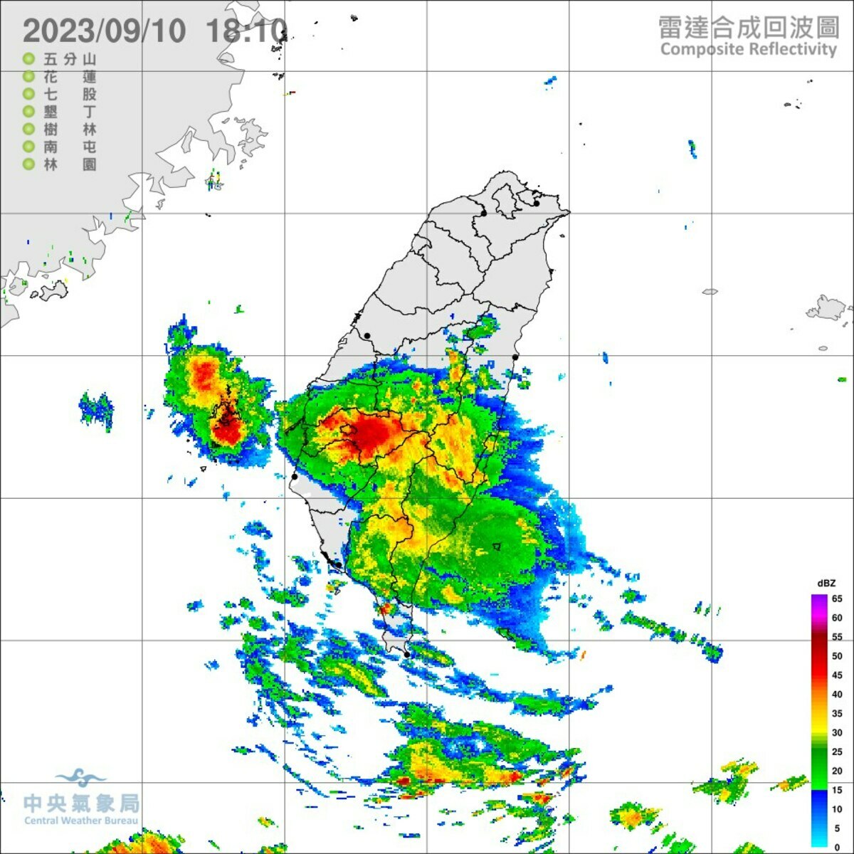氣象局表示，今(10)日高雄市、屏東縣山區及雲林縣、嘉義縣、嘉義市、台南市有局部大雨或豪雨發生。 圖：氣象局／提供