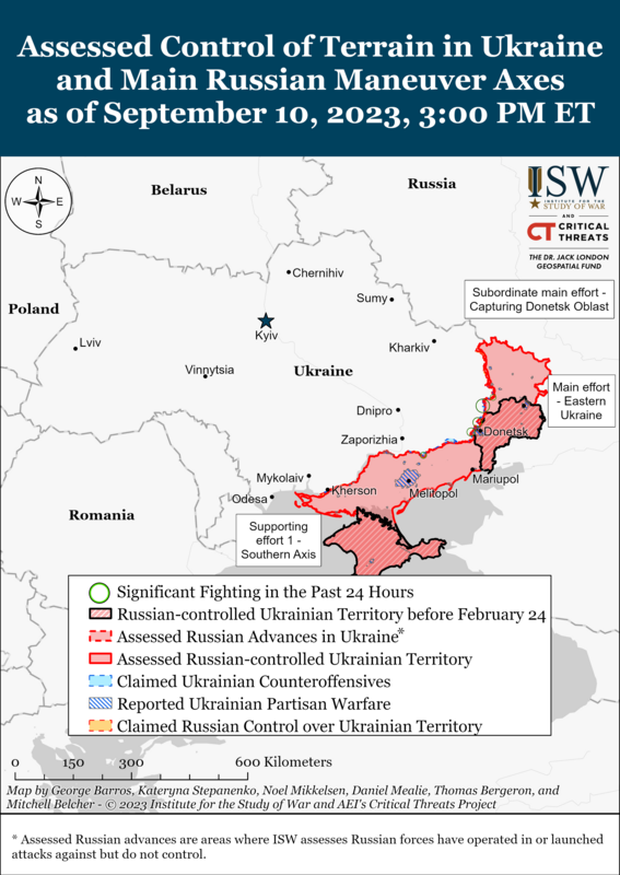 俄軍佔領烏克蘭領土概況。 圖：翻攝自 X ／@TheStudyofWar