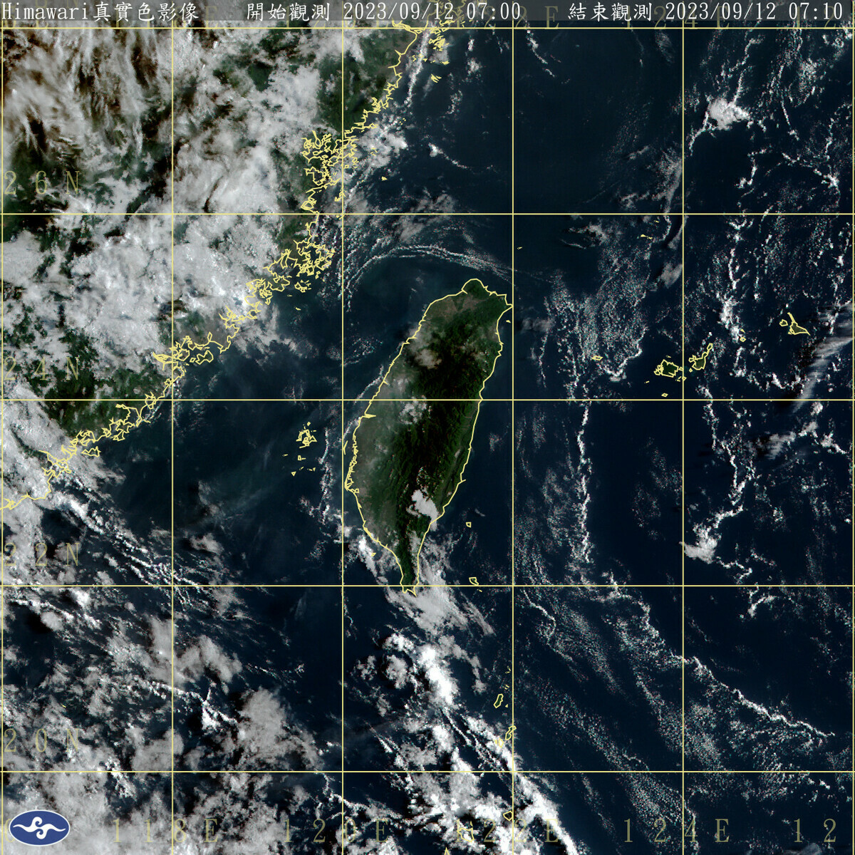 高氣壓在台灣北部徘徊，天氣轉為比較穩定，今天全台水氣也較少。 圖：中央氣象局／提供