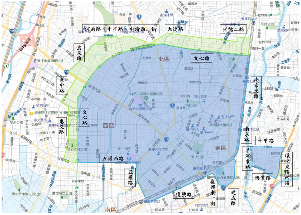 台中市大停水區域圖。 台中市政府/提供
