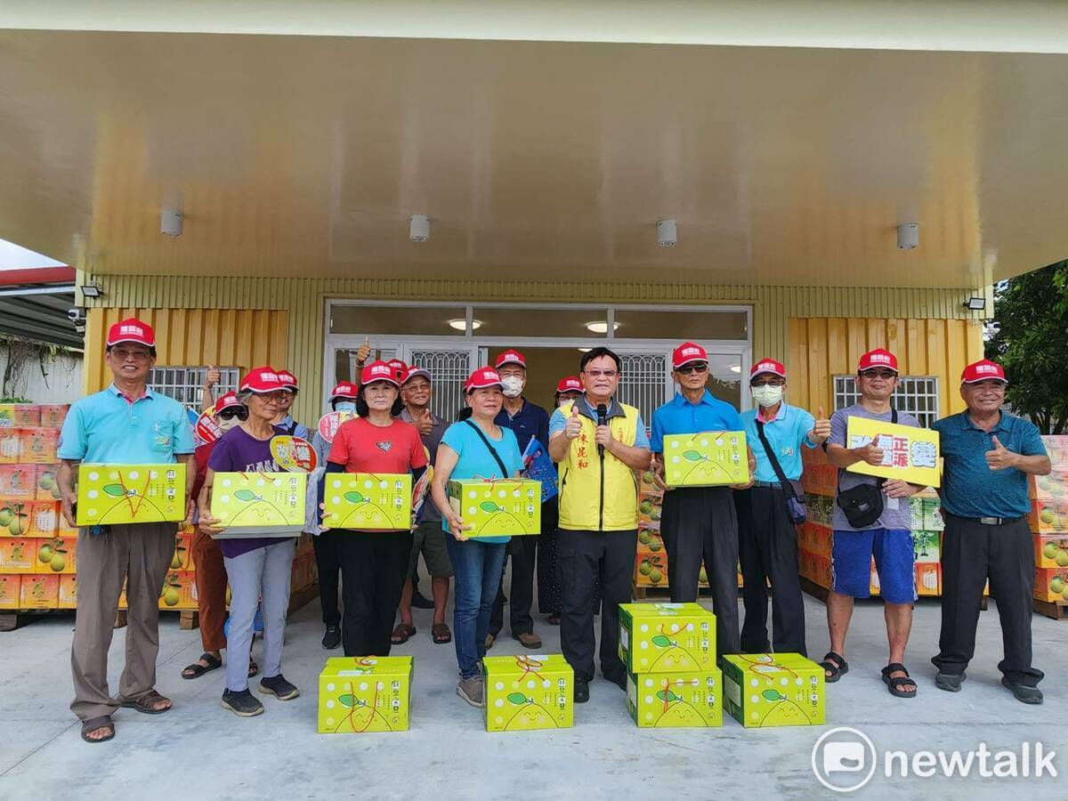 台南市麻豆柚果生產合作社29班今日共有800箱特優文旦禮盒聯合出貨，所有班員全體出席，感謝陳昆和媒合認購文旦，給予合作社果農最務實的支持。 圖：黃博郎／攝