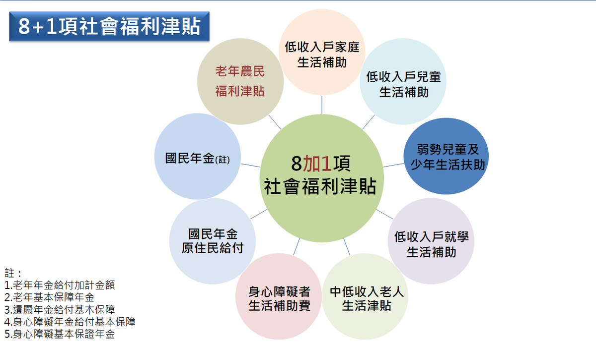 8＋1項社會福利津貼。 圖：衛福部提供
