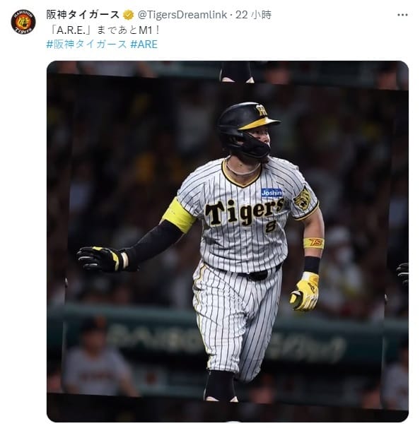 阪神虎點亮封王魔術數字M1 圖:翻攝自阪神虎X