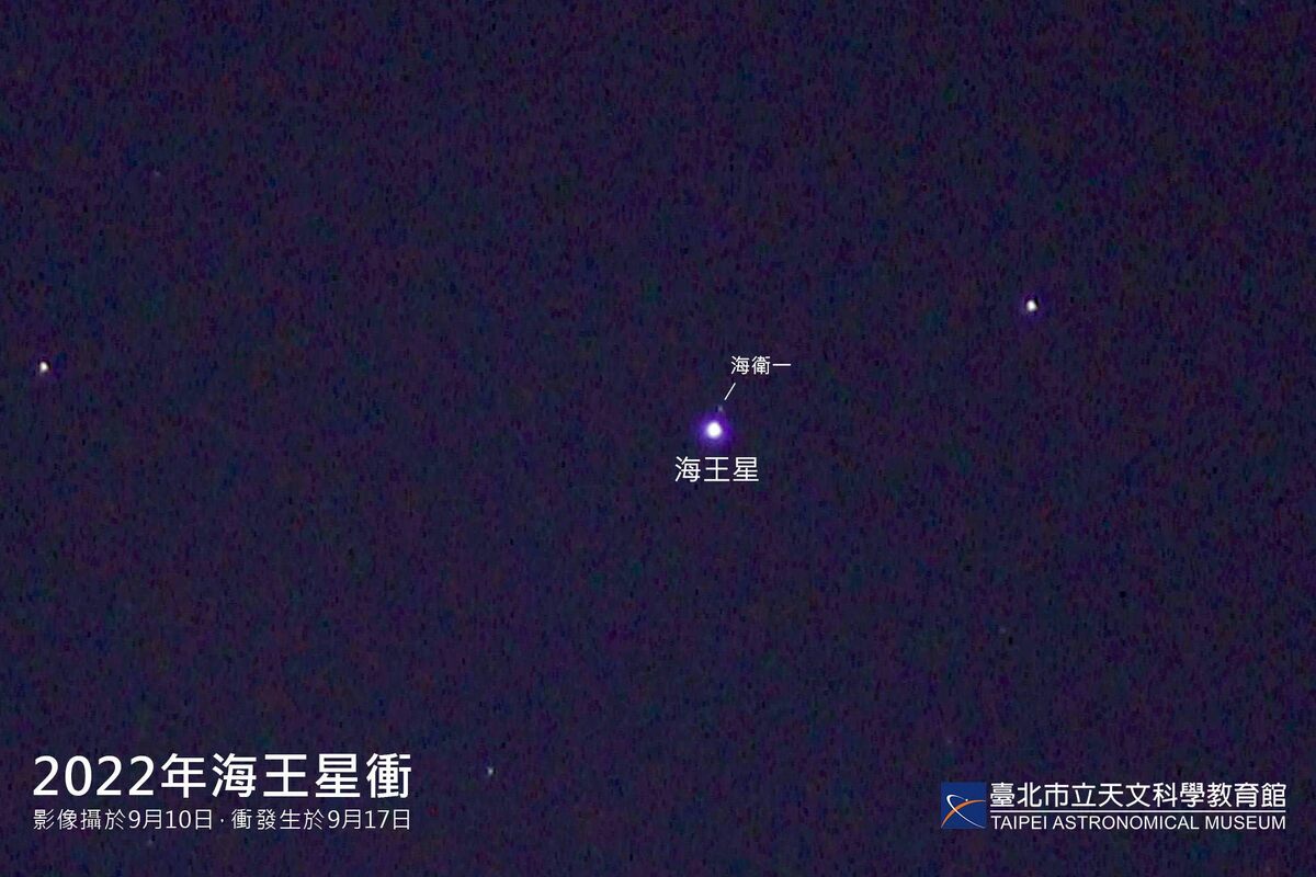 同時八大行星中最暗的海王星也在同一天達到「衝」，為一年中離地球最近也最亮的時段。 圖：翻攝自台北市立天文館官網