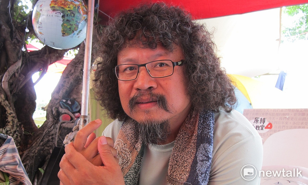 原住民紀錄片導演馬躍1日受訪時說明抗爭99天以來的種種經過。 圖：林朝億/攝