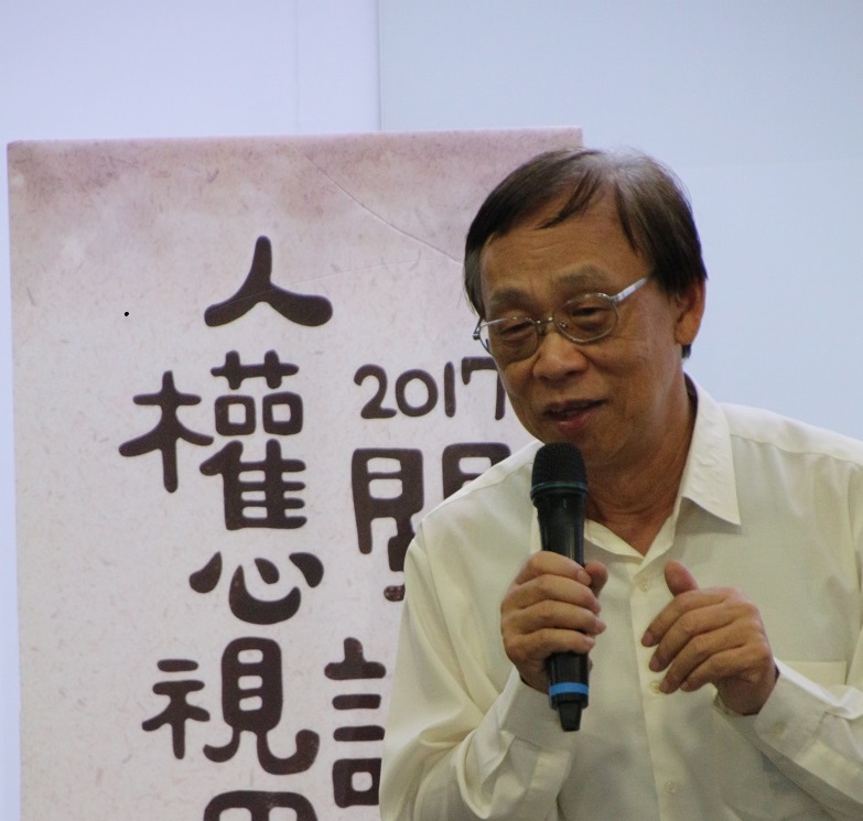 陳欽生於新北市總圖書館講述自己的白恐人生。 圖：文化部提供