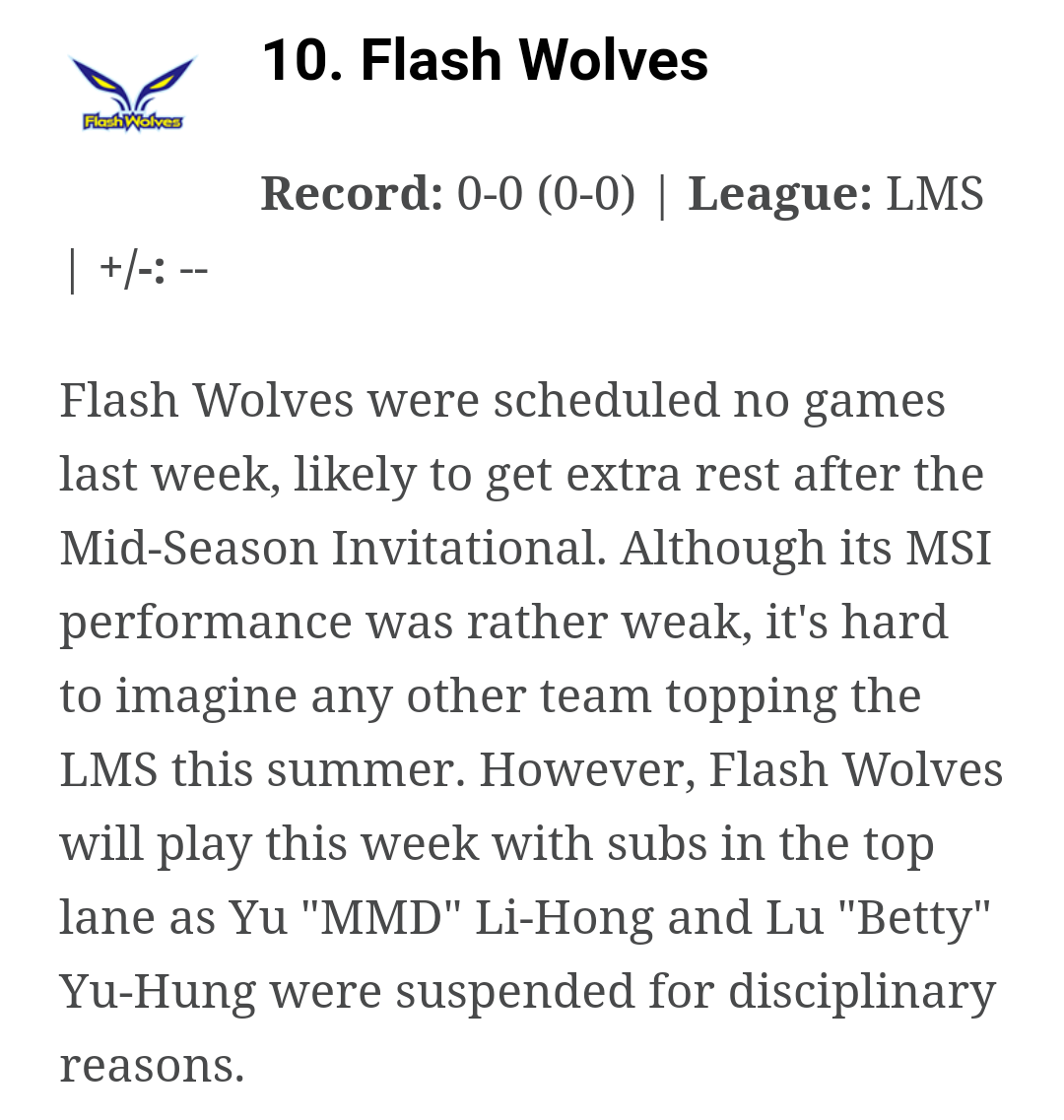 ESPN直稱：「很難想像閃電狼在夏季賽稱霸台港澳賽區的路上有對手。」 圖：翻攝自 ESPN