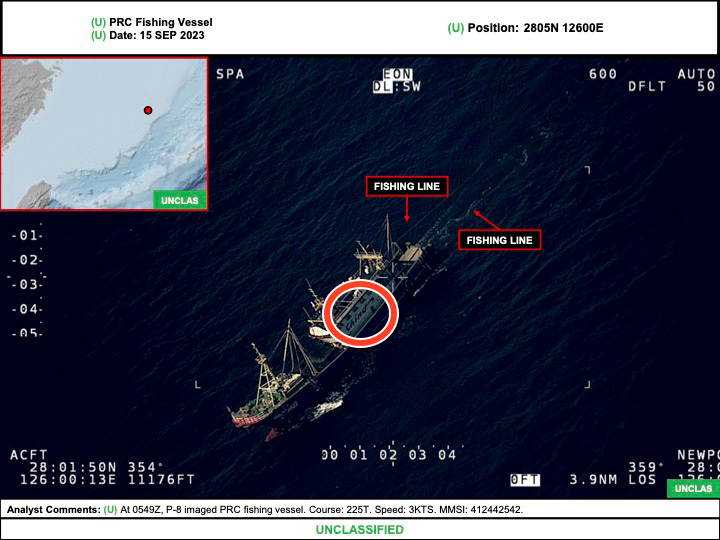中國漁船屢屢被發現仍在日本近海捕魚。 圖:翻攝自@USAmbJapan/X