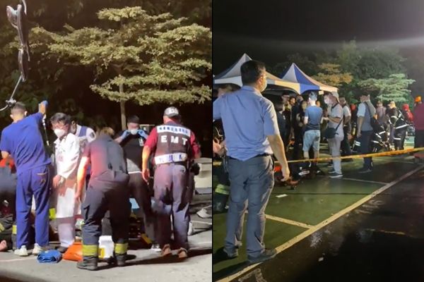 醫護人員接獲通知趕到現場搶救，有醫師到場以後，直接跪在地上施救。 圖：翻攝屏東小鎮資訊臉書