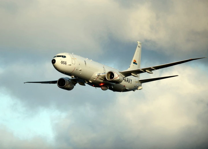美國 P-8A 「海神」偵察機。 圖：翻攝自騰訊網／《參考消息》