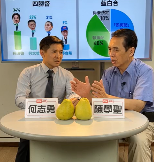 藍白合會不會合又會怎麼合 ? 國民黨前立委陳學聖、清大兼任助理教授何志勇 28 日透過近期民調結果給出了分析 圖／擷取自何志勇臉書直播