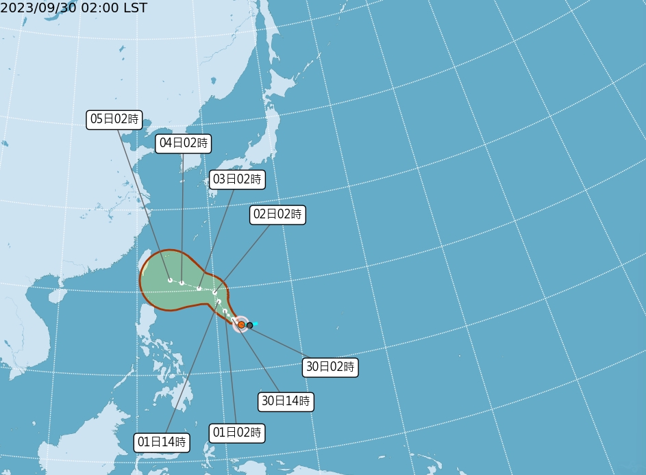 輕度颱風「小犬」今天清晨2點生成。 圖/中央氣象署