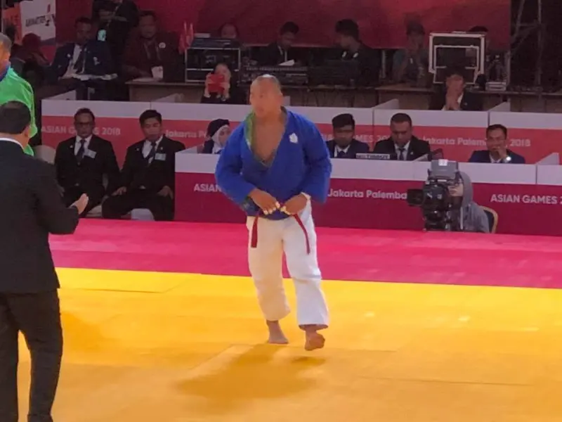 杭州亞運克拉術男子81公斤級，中華隊38歲老將黃君達晉級4強至少銅牌起跳。 圖：取自MK崴達臉書