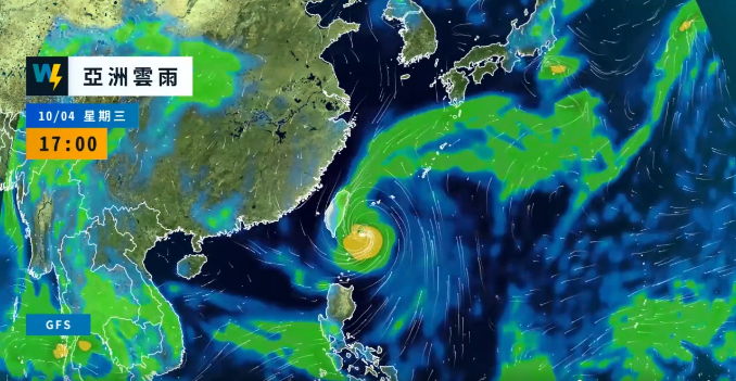 今白天因風向較偏北到東北風，降雨比較集中在竹苗以北到東北部的基隆宜蘭地區，但花東、恆春半島一帶的降雨也會開始出現。 圖：翻攝自天氣風險公司臉書