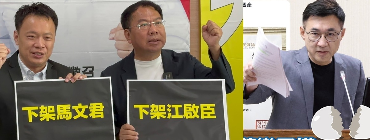 謝志忠、蔡銘軒高喊下架馬文君、江啟臣。江陣營反批對方「心中只有黨派」。 新頭殼合成