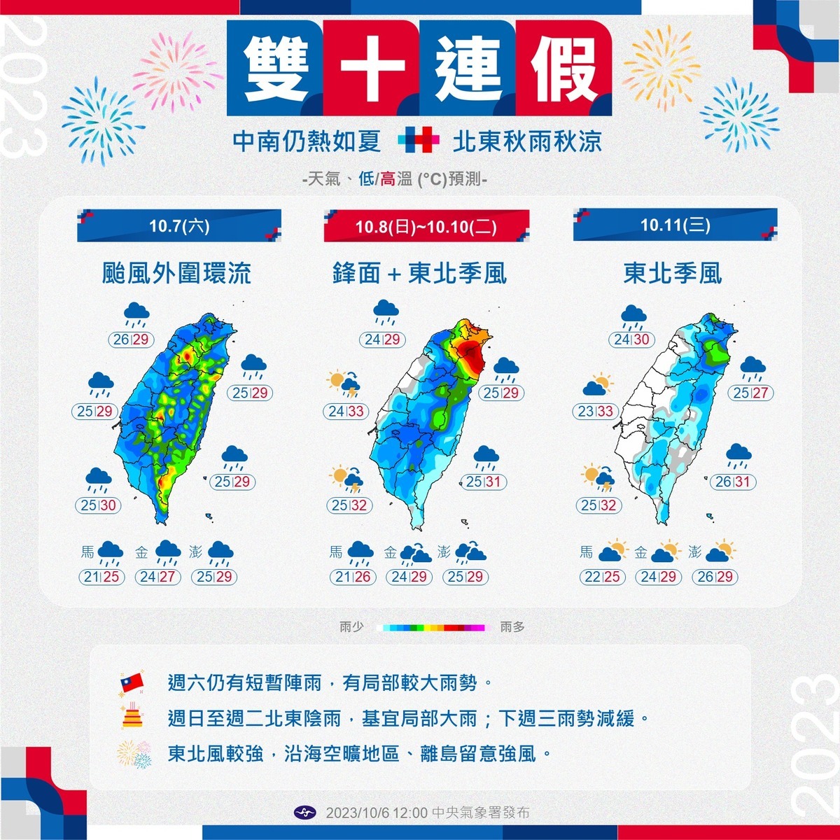 鋒面接近，北東局部雨中南午後雨。 圖/中央氣象署提供