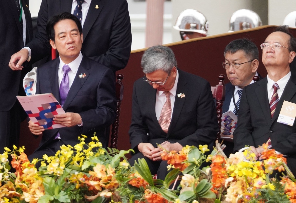 賴清德副總統、立法院長游錫堃、民眾黨主席柯文哲今（10）天出席國慶大會。 圖：張良一/攝